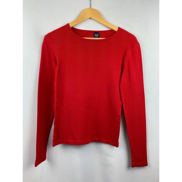 Gap Red Crewneck Long Sleeve Cotton Sweater Small - Picture 1 of 4